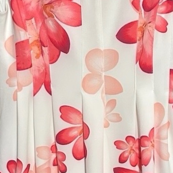 NWT CALVIN KLEIN Creamy White w Tropical Floral Print Knee Length W Dress Sz14 - Picture 5 of 7